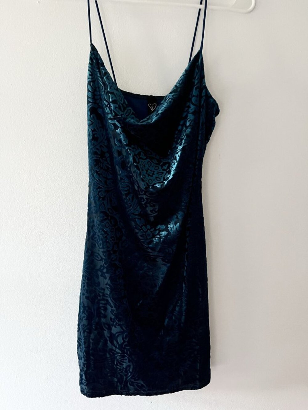 Teal Scoop Neck Floral Velvet Mini Dress